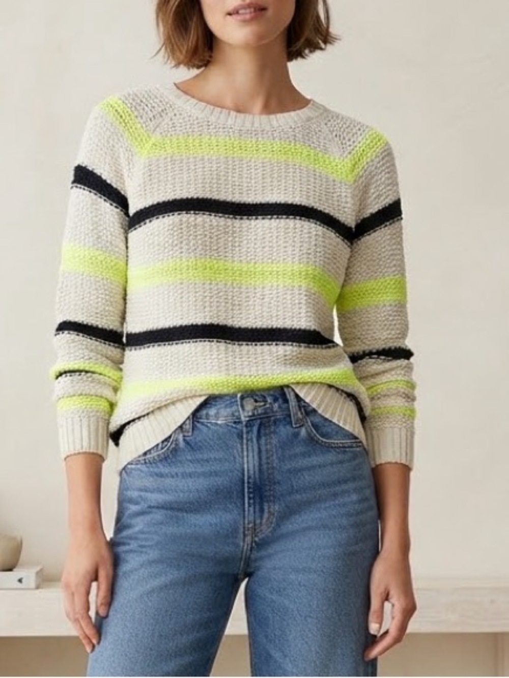 Open Knit Striped Sweater Oversized forever 21 Size Large Y2K